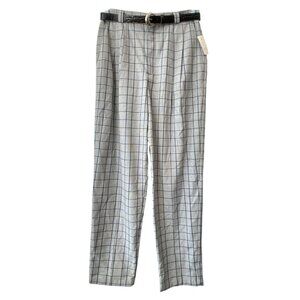 Vintage 90s Lord Isaacs Belted High Rise Pants Sz 14 Check Pleated Deadstock NEW